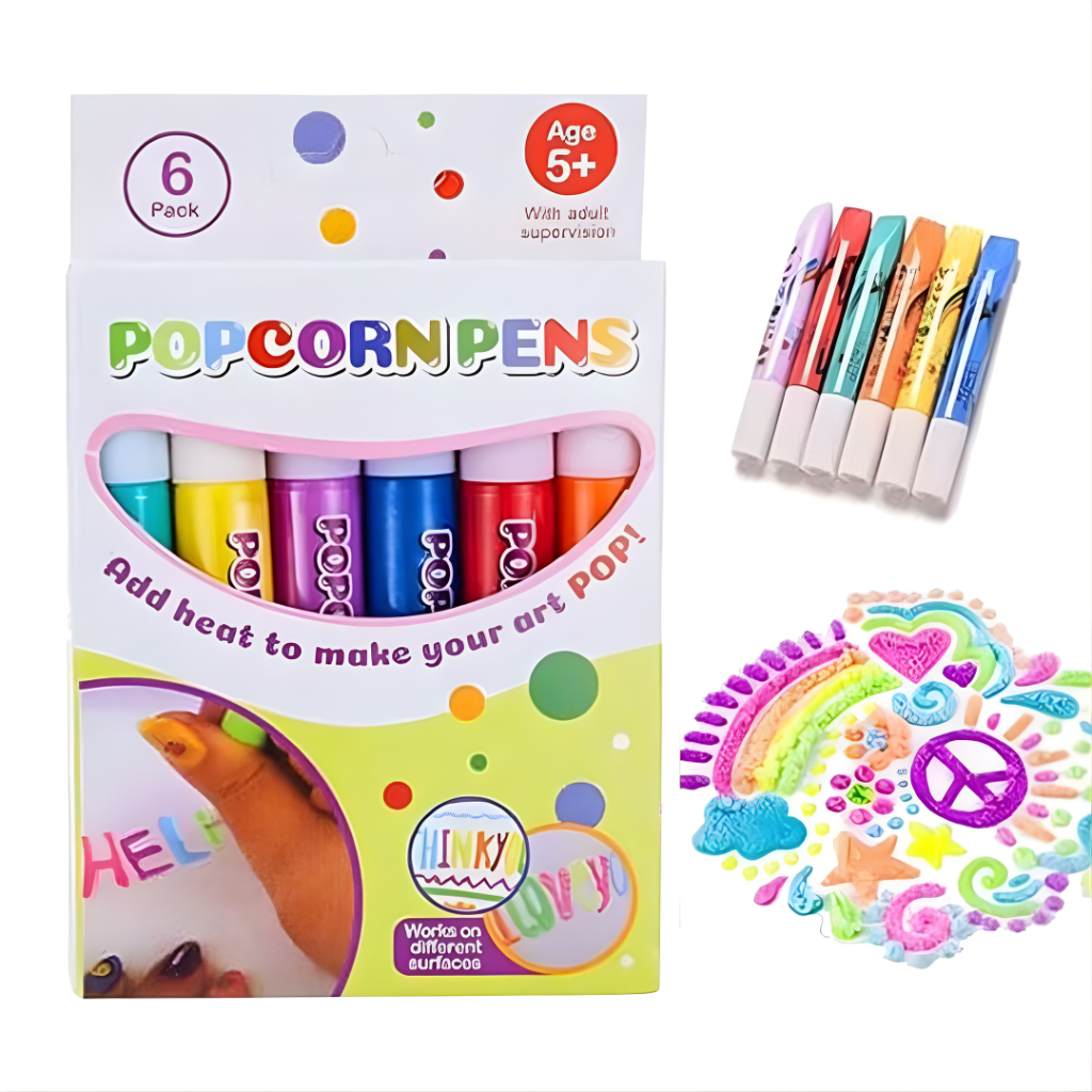 Caneta Mágica 3D Puffy Infantil 6 Cores – Pintura em Relevo Lavável