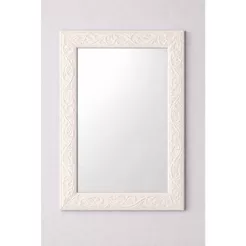 Espelho Com Moldura Madeira Decorativo Multiuso 25Cm X 35Cm Branco, Bege, Preto