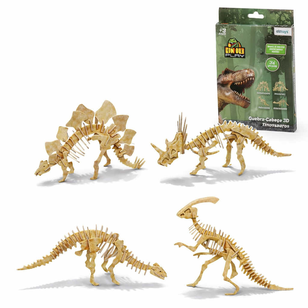 Quebra Cabeça 3D Dino Papel Educativo 42 Peças Modelo Sortido Infantil em Oferta na Shopee