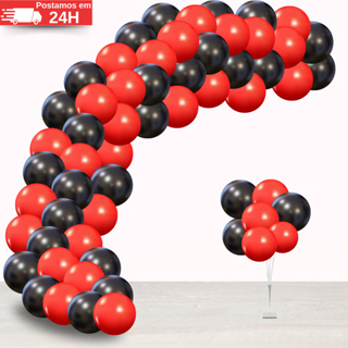 Kit 100 Balões Latex Preto + Vermelho Balão Bexiga Liso Para Festas Aniversários Eventos Infantil em Oferta na Shopee