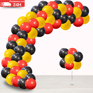 Kit 150 Balão Amarelo + Vermelho + Preto Para Aniversário Festas e Eventos Infantil em Oferta na Shopee