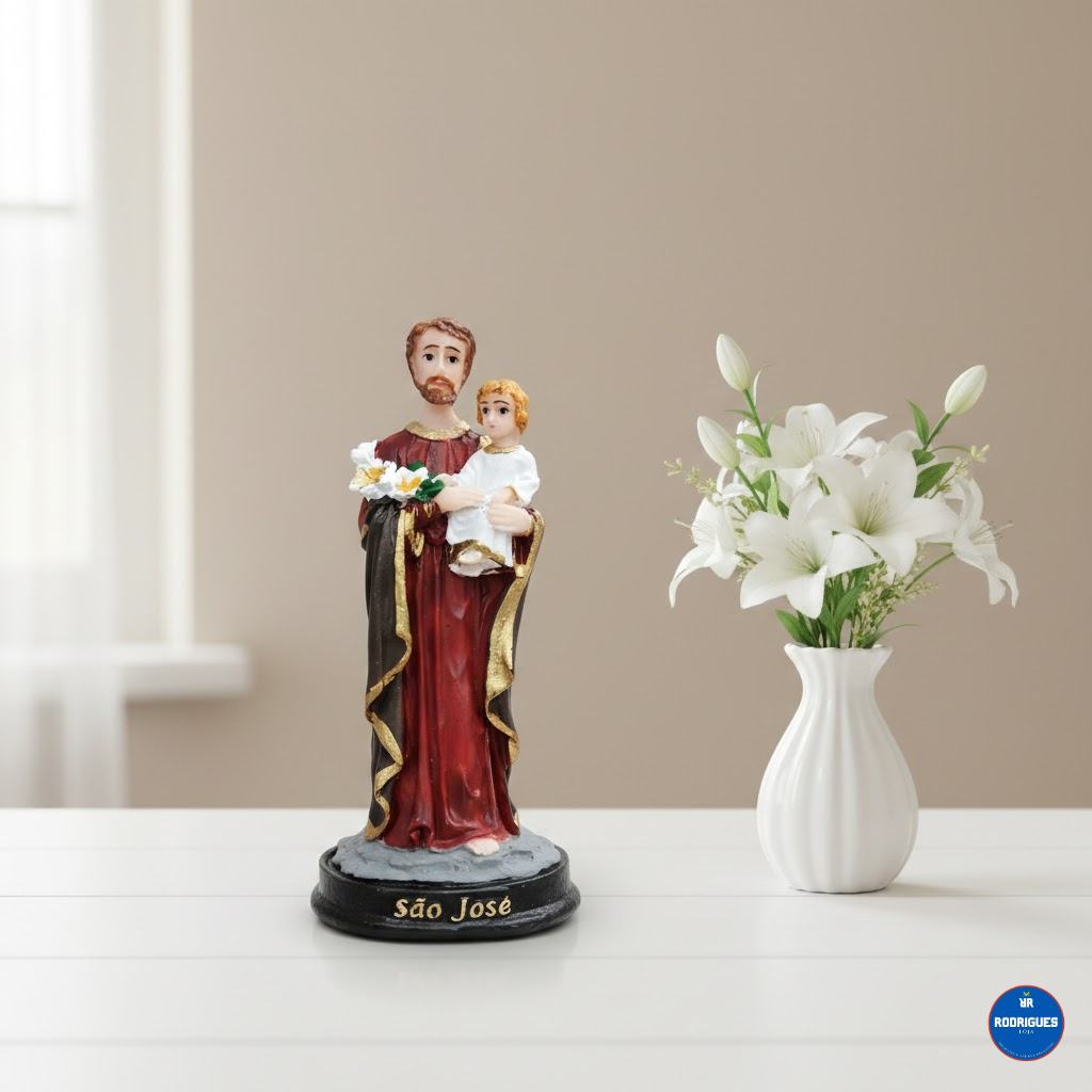 Imagem São José Resina Nacional 12 CM Santo Padroeiro das Famílias e dos Trabalhadores em Oferta na Shopee