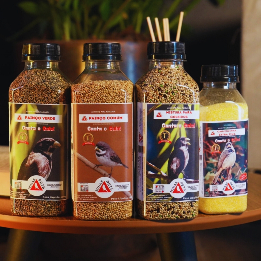 Kit Mistura Coleiro 400g  + Painços + Canjiquinha |Ração Sementes Premium Bigodinho Papa-Capim Tizil