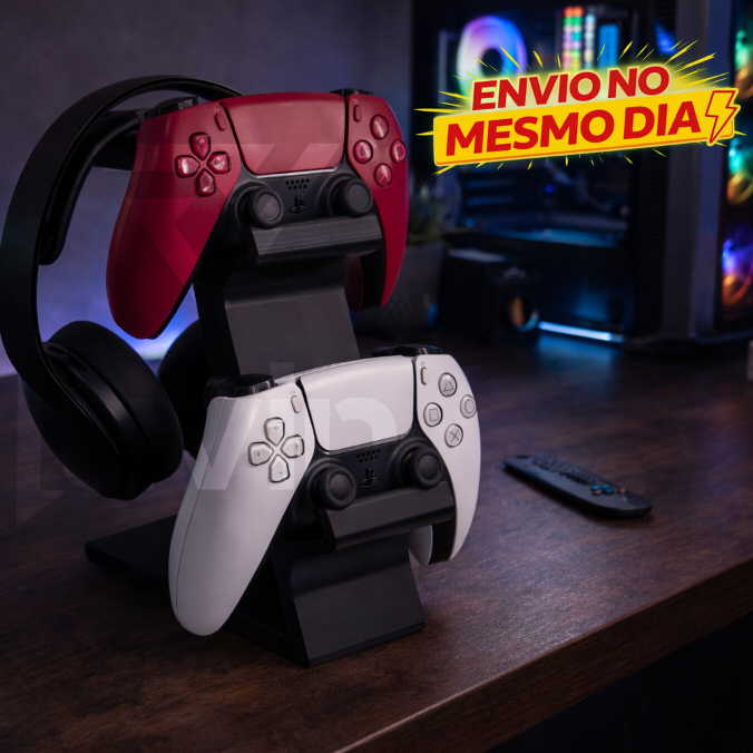 Suporte de Mesa para Fone Headset +  Controle Gamer Universal Elegante Minimalista
