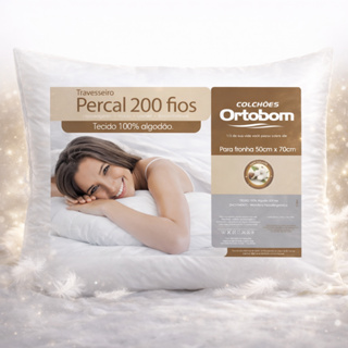 Travesseiro Ortobom 200 Fios Perfil Alto Super Macio Antialérgico 50x70cm Algodão Original em Oferta na Shopee