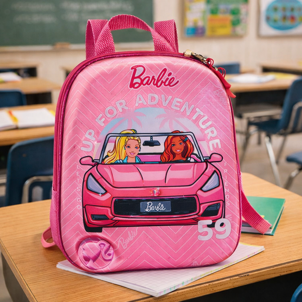 Mochila Infantil Barbie Conversível Pequena Rosa Versátil Escolar Resistente