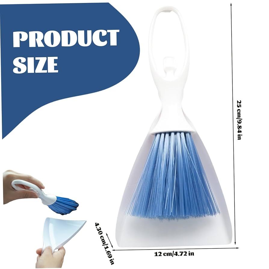 Kit c/2 Mini Vassoura e Pá para Limpeza de Mesa Bailarina 24X11 CM Multiuso, Gato, Cachorro