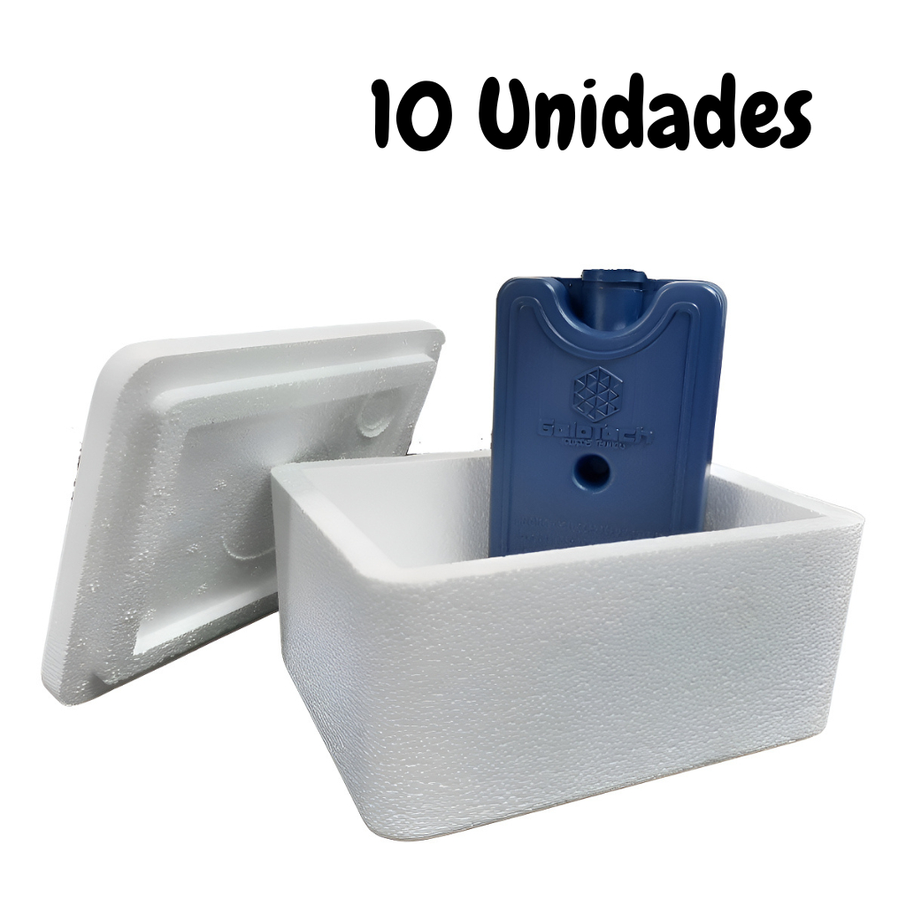 Kit Caixa Isopor 500ml Com Gelo Rígido 200ml Vacina Med Insulina C/5/10 Unidades