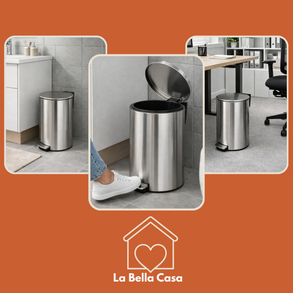 Lixeira Inox Slim 3L/ 5L/ 12L com Pedal para Cozinha, Lavabo, banheiro, escritório. Tampa fechamento suave.