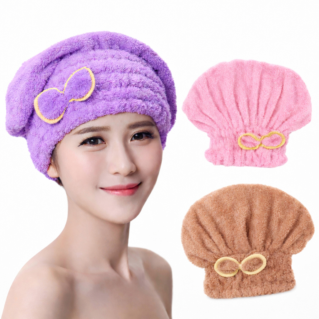 KIT COM 3 Touca Pós Banho Micro fibra Secagem Rápida Com Laço De Borboleta Coisas Diferentes para Casa em Oferta na Shopee