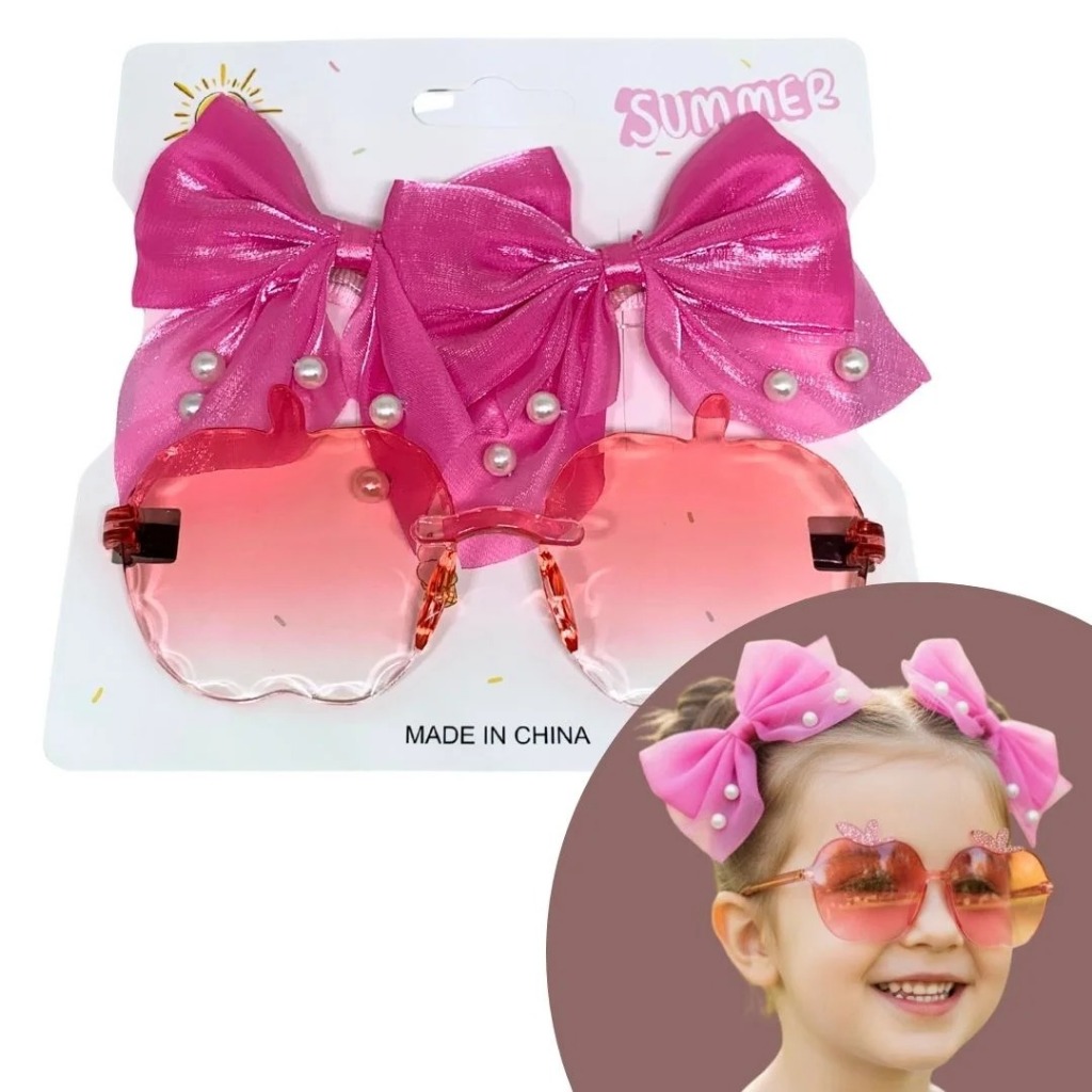 Kit Óculos + 02 Laços Bico de Pato Infantil