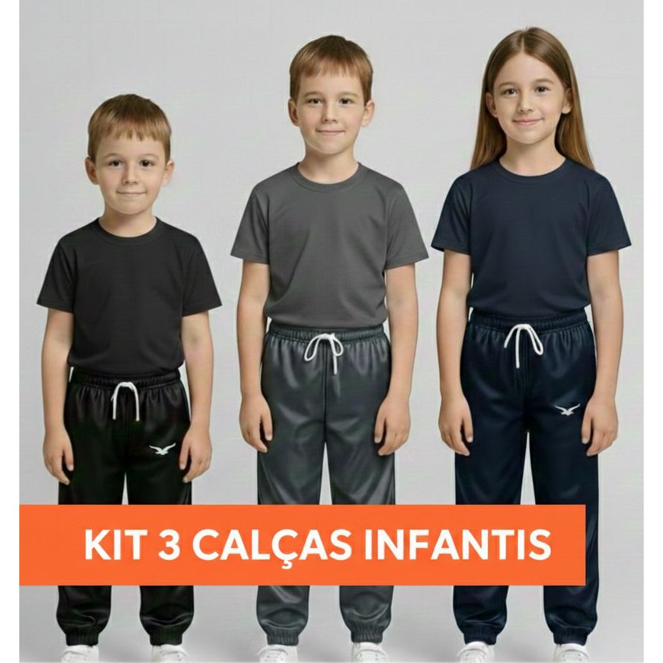 Kit 3 Calças Jogger Infantil e Juvenil Com Refletivo  Pronta Entrega em Oferta na Shopee