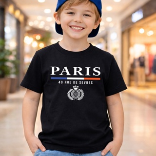 Camiseta Infantil Menino Estampada Algodão Macio 100% para Escola Fio 30.1 Manga Curta Camisa Paris Juvenil em Oferta na Shopee