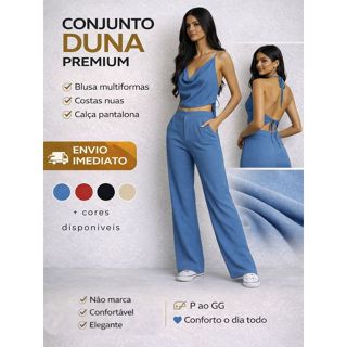 Conjunto Verão Feminino - Calça Pantalona + Blusa Cropped MultiFormas Duna Premium - P ao GG - Elegante Leve Confortável em Oferta na Shopee