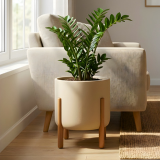 Vaso Para Plantas Polietileno Com Suporte De Madeira Decoração Sala 30x26 em Oferta na Shopee