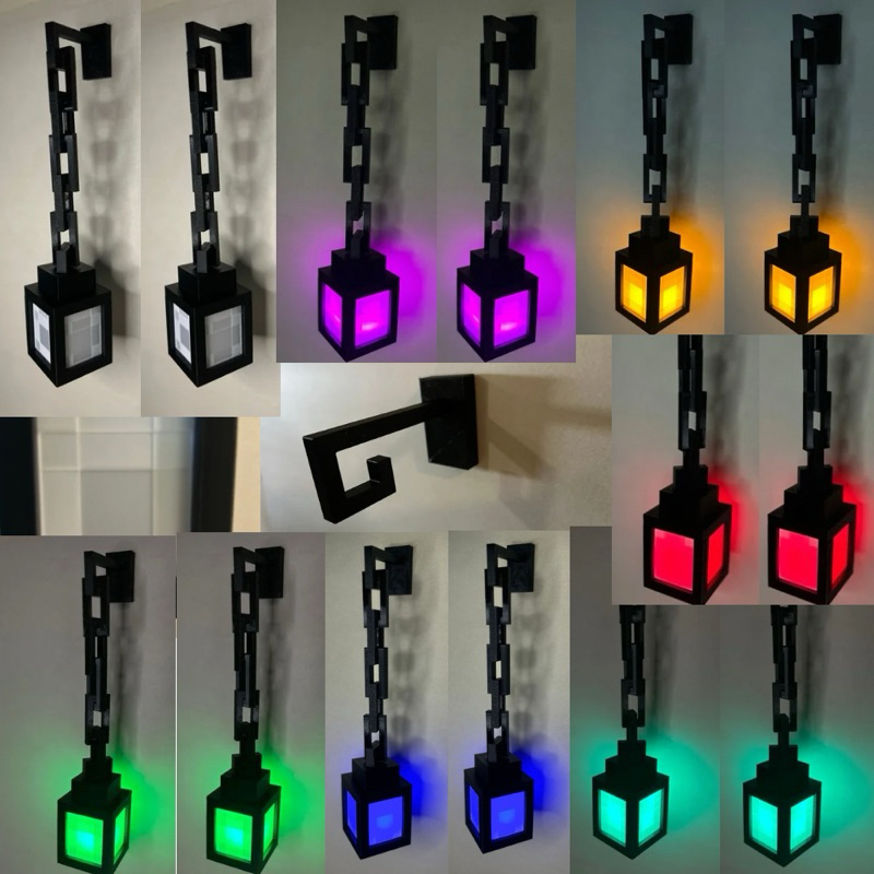 KIT 2 Mine PIXEL Luminária Abajur Lampião Suporte de parede e Corrente – Geek Gamer Brinquedo Lembrancinha