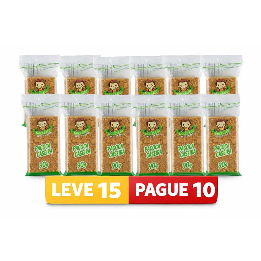Pague 10 e Leve 15 - Paçocas Caseira de amendoim moído Doces Léo 90g cada em Oferta na Shopee