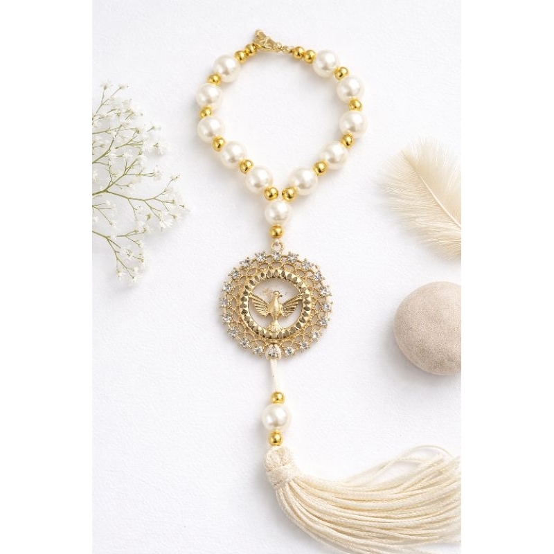 Terço Dezena Retrovisor de Carro Perola Divino Espirito Santo Religioso em Oferta na Shopee