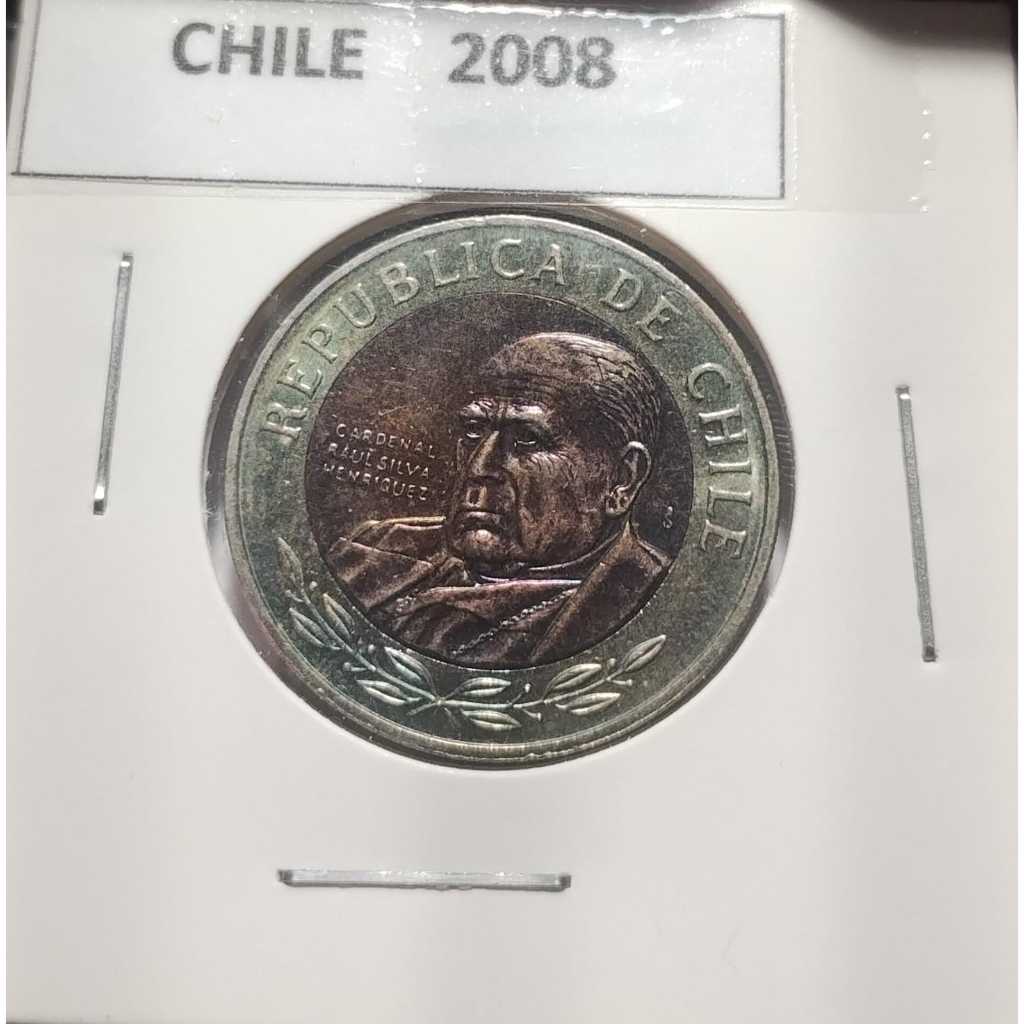 MOEDA DO CHILE 2008 - 500 PESOS - BIMETAL - MBC- Y402