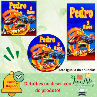 CARROS HOT WHEELS - 100/60/40 Adesivos Personalizados para Festas ( Envia Rápido) em Oferta na Shopee