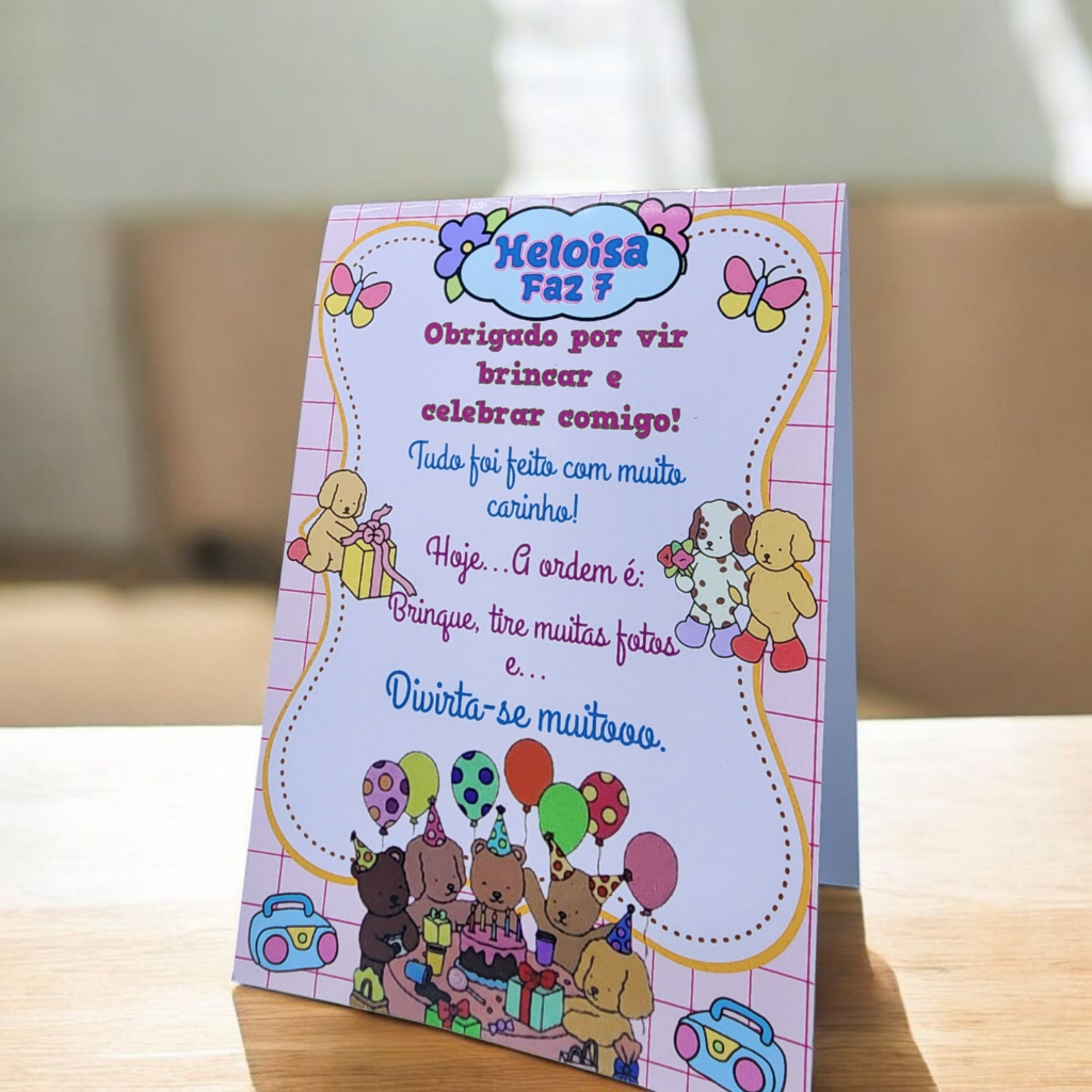 Plaquinha Agradecimento de Mesa tema Bobie Goods - Personalizados - Enfeites de mesa Aniversario