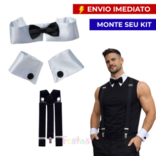 Acessórios Fantasia Masculina Sexy Barman Suspensório Gravata Noivo Garçom em Oferta na Shopee