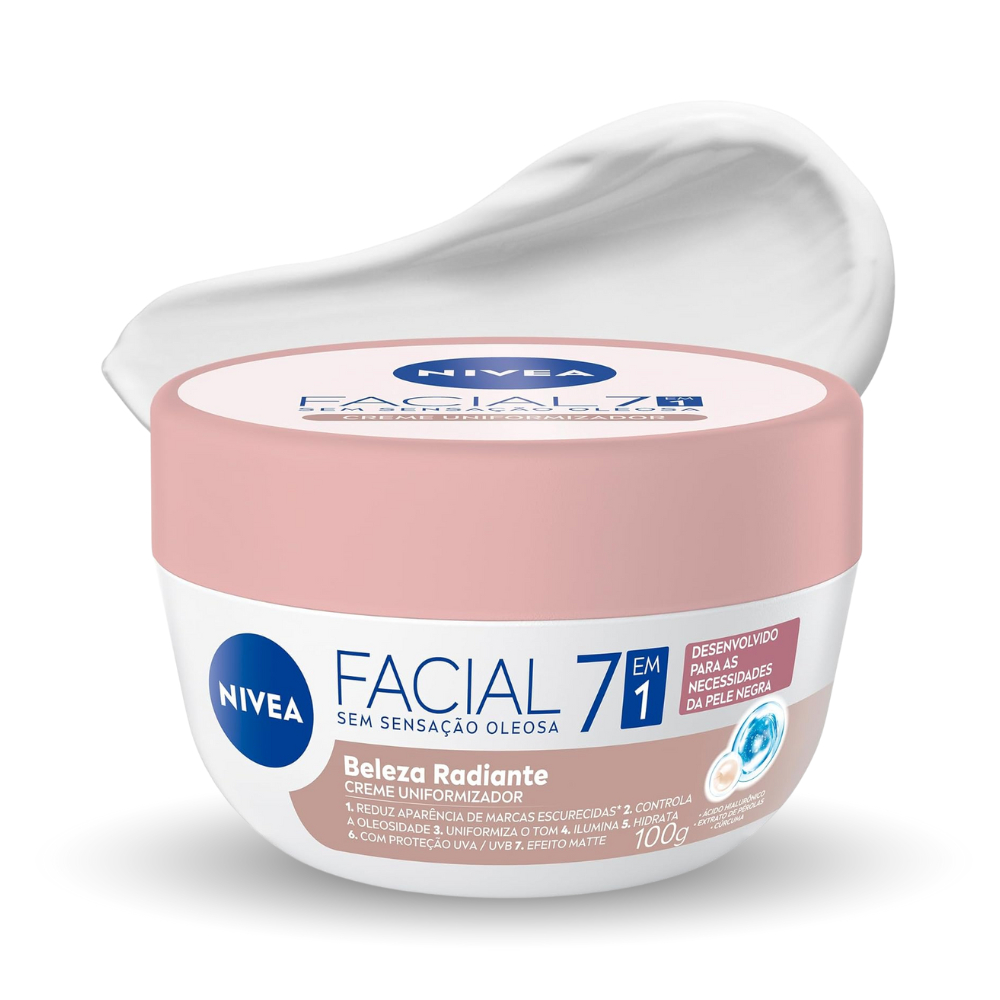 Hidratante Facial NIVEA Pele Negra 7 em 1 Antimanchas Beleza Radiante 100g em Oferta na Shopee