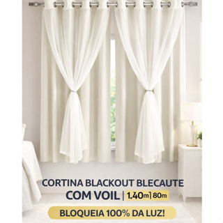 Cortina Blackout Blecaute com Voil Liso 1 Parte (1,40m x 1,80m) em Oferta na Shopee