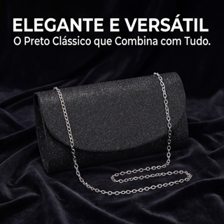 Bolsa Clutch Feminina Luxo Glitter | Elegante para Festa e Noite | Alça Corrente em Oferta na Shopee