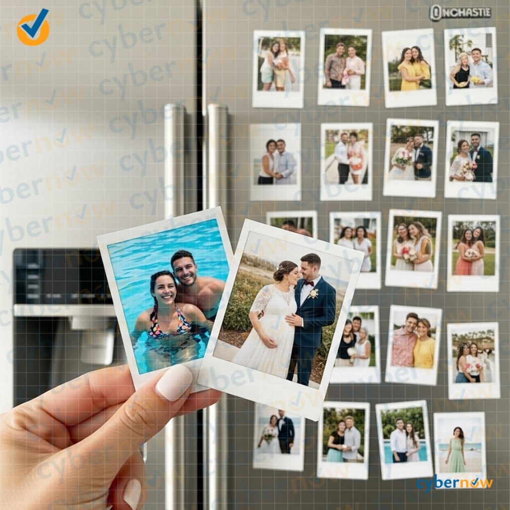 Foto Ímã de Geladeira Personalizado 9x7cm – Estilo Retrô – Com/Sem Legenda