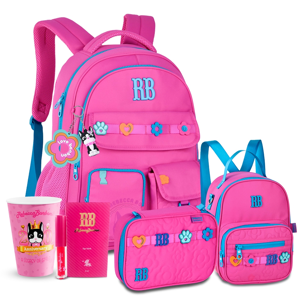 Kit Mochila Rebecca Bonbon Estojo Box Escolar Universitário Lancheira Térmica Alças Meninas Jovens em Oferta na Shopee