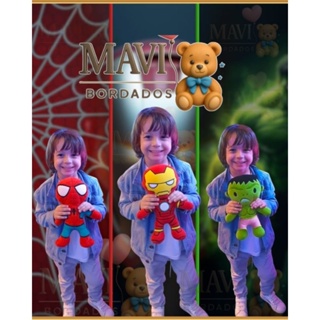 Kit 3 Pelúcia Bordada ou Avulsa Homem Aranha | Hulk | Homem de Ferro em Oferta na Shopee