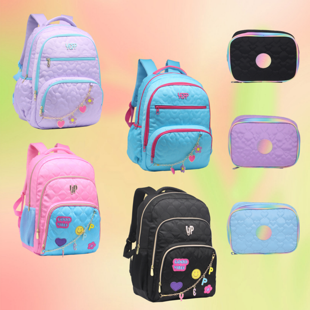 2026 Nova Mochila Escolar Juvenil Feminina Espessada / Estojo Box - [MF8205/8208/8197/8198] em Oferta na Shopee