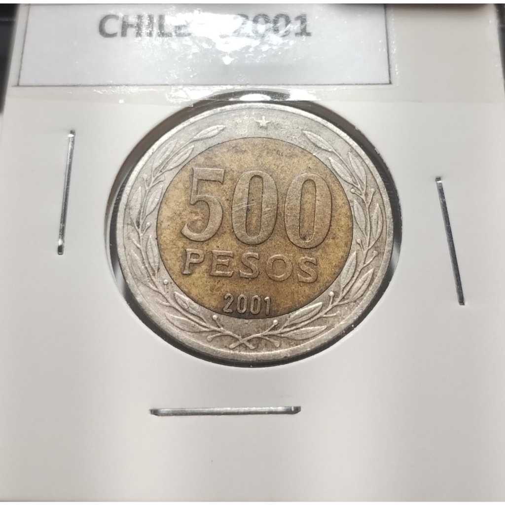 MOEDA DO CHILE 2001 - 500 PESOS - BIMETAL - MBC - Y417