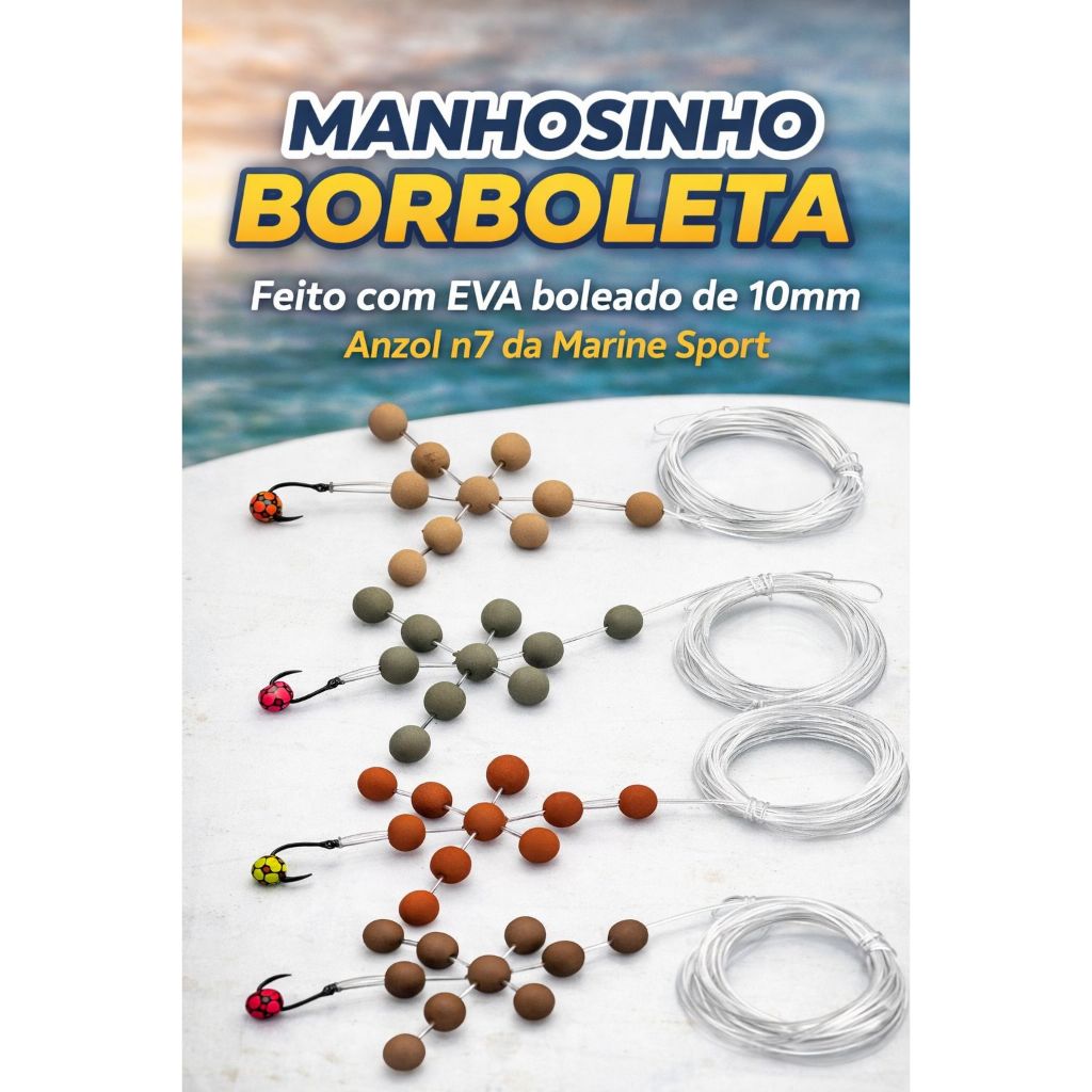 Kit Com 5 Manhozinho Borboleta Eva Boleado Pesca