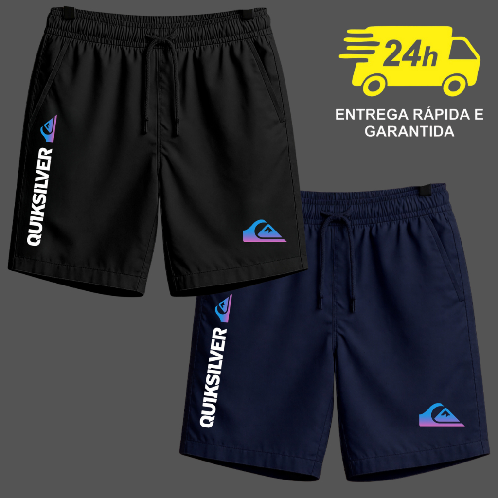 Kit 2 Shorts Bermudas Masculino Tactel elastano quiksilver Básico Academia Treino Praia corrida dia a dia em Oferta na Shopee