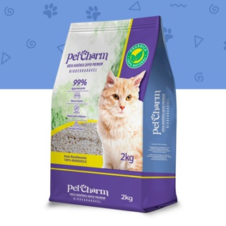 Areia Higiênica para Gato Pet Charm Orgânica de Mandioca Biodegradável Torrão Firme Sustentável 2 kg em Oferta na Shopee