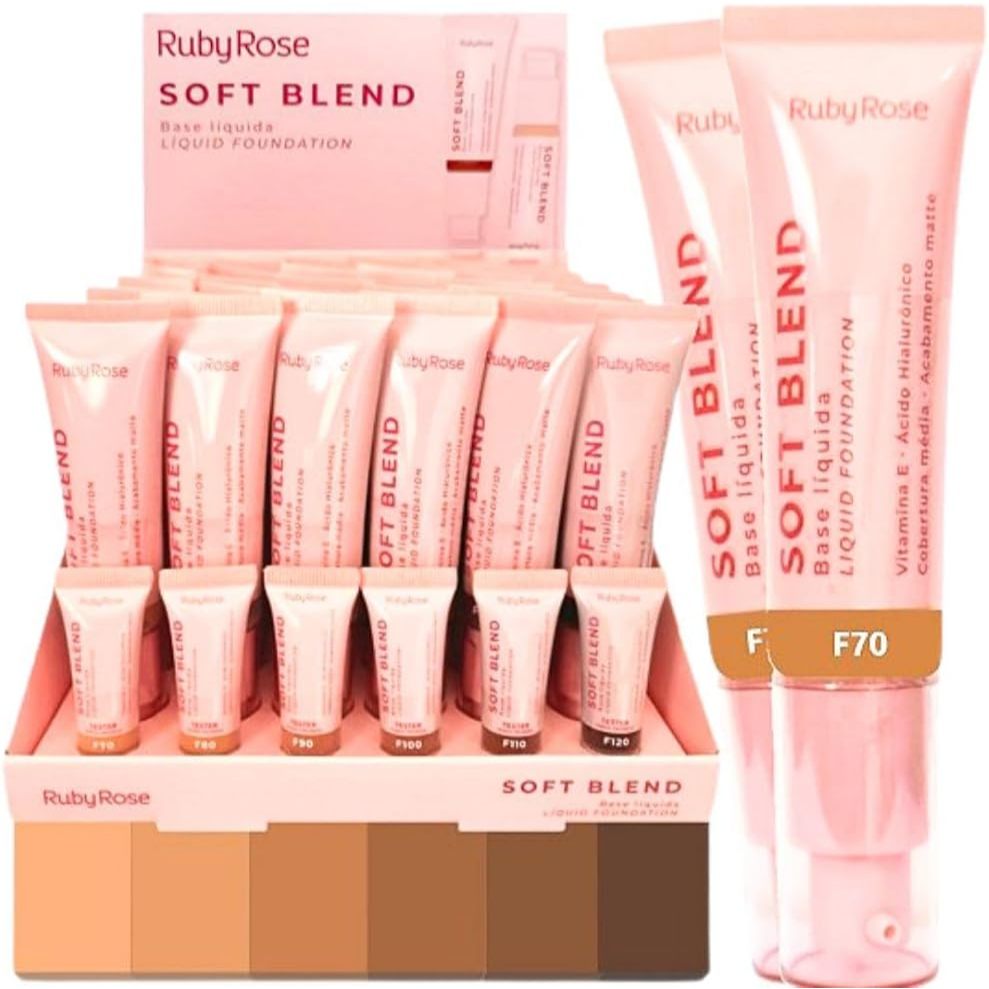 Box C/36 Bases Líquidas Soft Blend Ruby Rose Médio/Escuro G2 Atacado