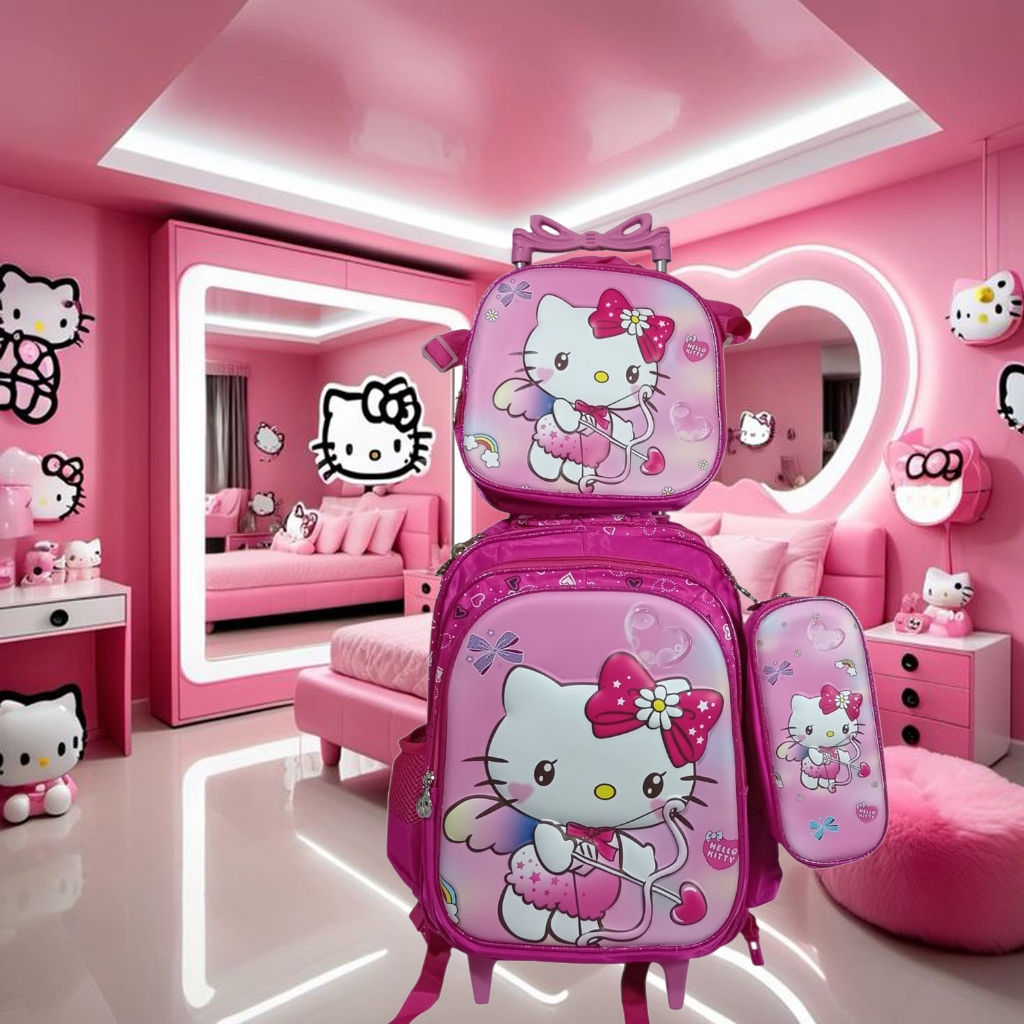 Kit Mochila Escolar HelloKitty, Rodinha Estojo Lancheira Infantil Resistenten e Entrega Rapido em Oferta na Shopee