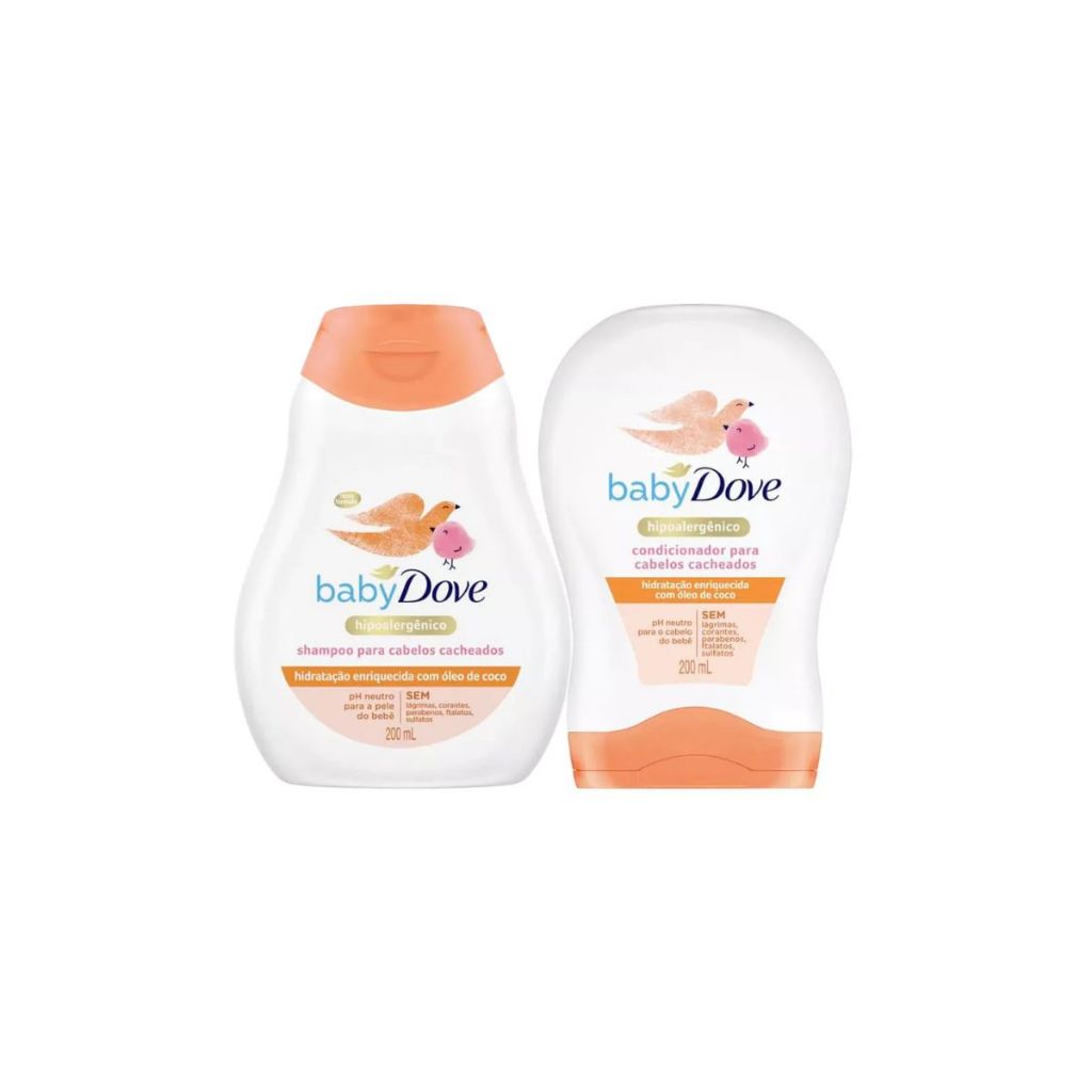 Shampoo e Condicionador Baby Dove Cabelos Cacheados Hidratação Enriquecida 200ml