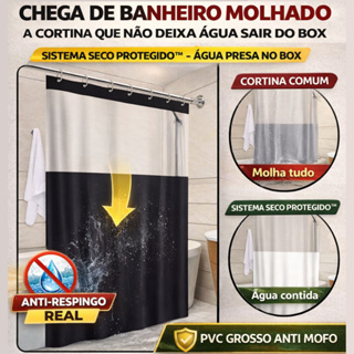 Cortina de Box Banheiro Antimofo com Barreira Inteligente Contra Respingos – PVC Reforçado em Oferta na Shopee