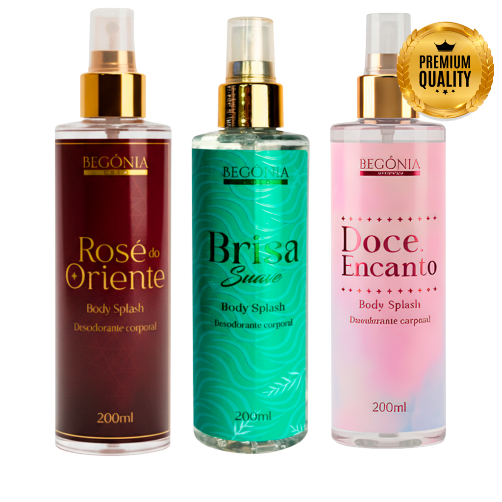 Body Splash Desodorante Colônia GOLD BEGÔNIA 200ML Mulher Cheirosa Dia e noite Alta fixação perfumaria fina