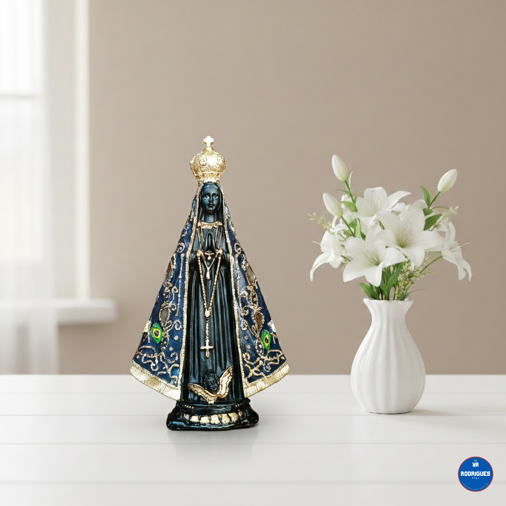 Imagem Nossa senhora Aparecida Resina de 15cm e 22cm em Oferta na Shopee