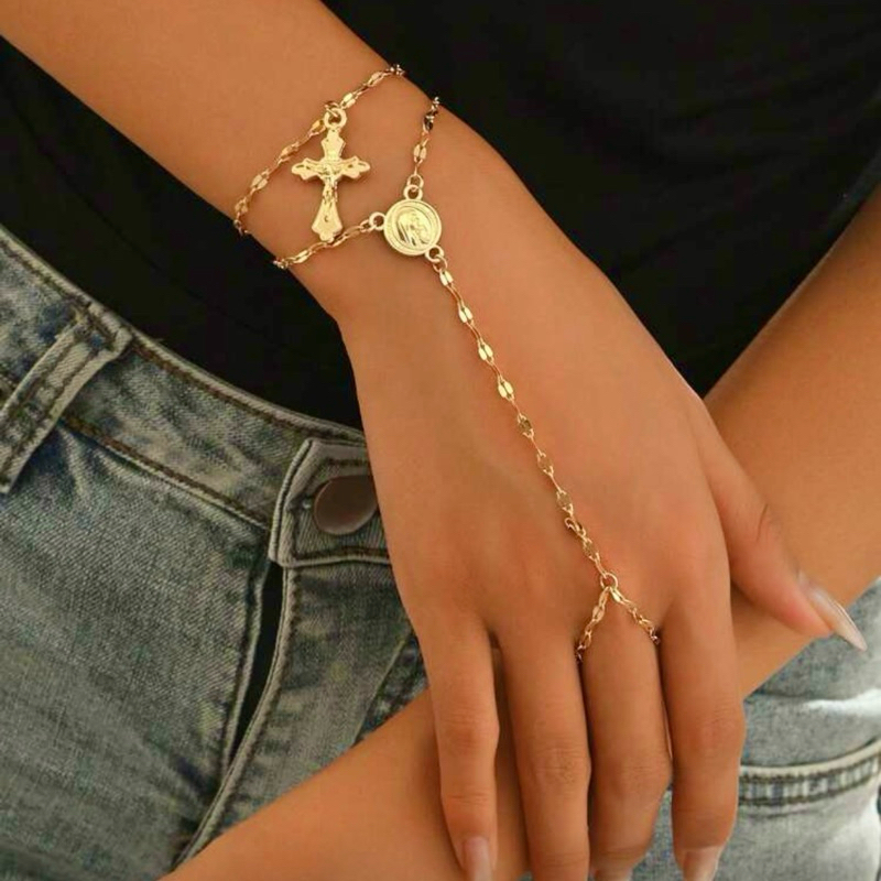 2 Peças Pulseira Jade Rosario Nossa Senhora Fatima Cruz Medalha Terço Dourada Igreja Anel Religioso Dança Ventre SHP42 em Oferta na Shopee