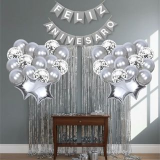 Kit Decoração Feliz Aniversário Balões + Cortinas + Faixa em Oferta na Shopee