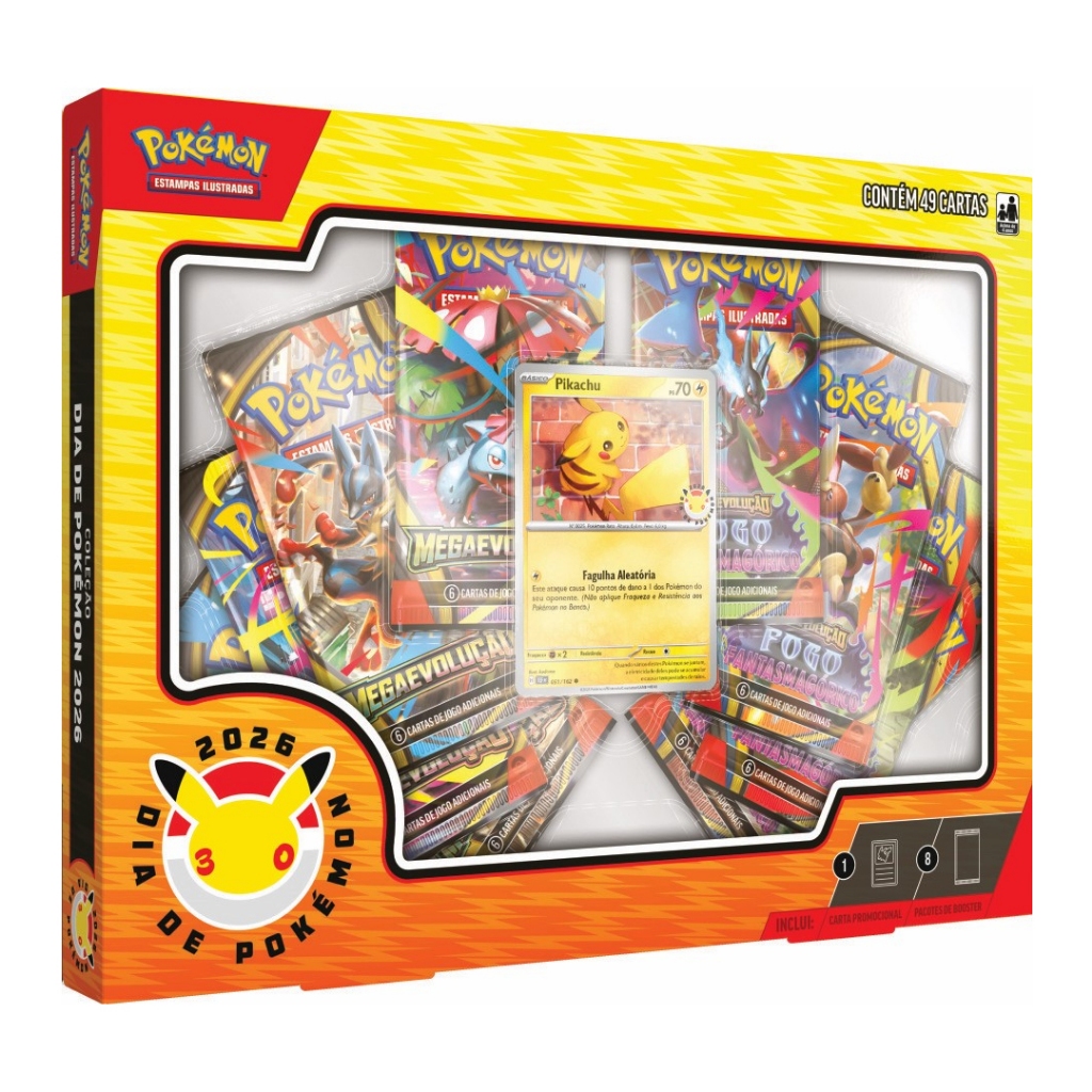 Box Pikachu Coleção Dia de Pokémon 2026 ORIGINAL Copag