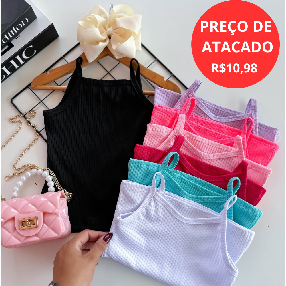 kit 5 Blusinhas Feminina para Verão Kit 3 Blusinha Infantis Camisetas Básica Cores Lisas