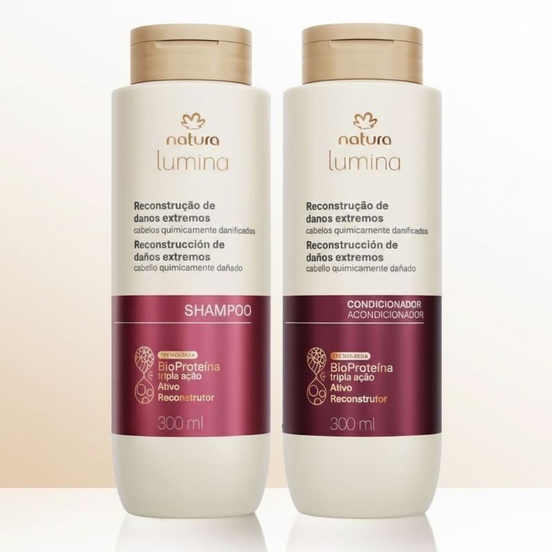 Kit Natura Shampoo e Condicionador Lumina Reconstrução de Danos Extremos ou Cabelos Quimicamente Danificados