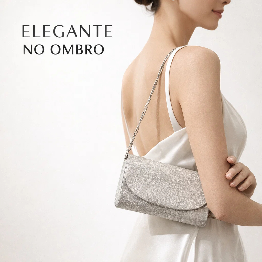 Clutch Feminina Elegante 20x5x15cm | Bolsa de Mão Luxo para Eventos em Oferta na Shopee