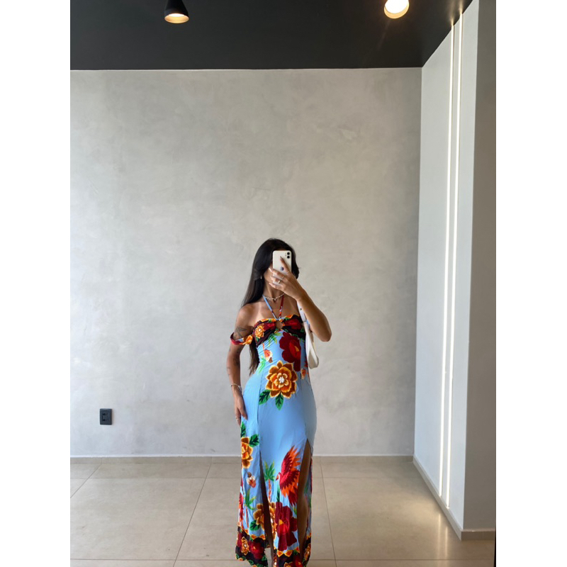 Vestido Longo Inspiração Tropical Stella em Oferta na Shopee